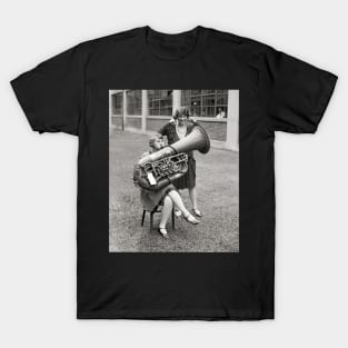 Girl Playing Tuba, 1928. Vintage Photo T-Shirt